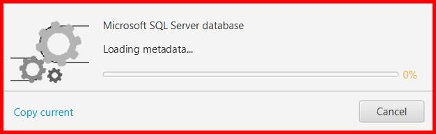 Picture showing a window to show the progress of metadata loading
